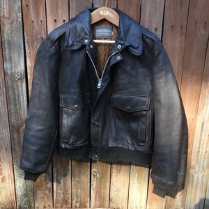 Vintage Oakton Ltd. brown leather bomber jacket 46 coat